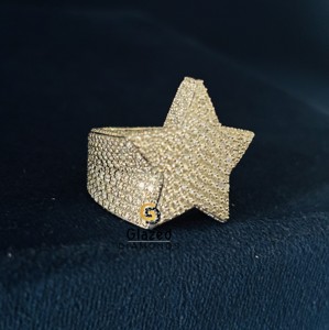 แหวนรูปดาวประดับเพชรโมอิสซาไนต์ทรงกลมเจียระไนแบบบริลเลียนท์ ดีไซน์ฮิปฮอปสุดเทรนดี้ สวยหรู วัสดุเงินแท้ 925 - Product Image 3