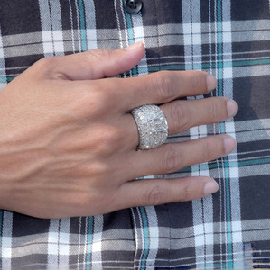 Emerald Cut Moissanite Diamond Cluster <b>Ring</b> 925 Sterling <b>Silver</b> Hip Hop Rhodium Plated Men's <b>Statement</b> Jewelry for Wedding Gifts - Product Image 2