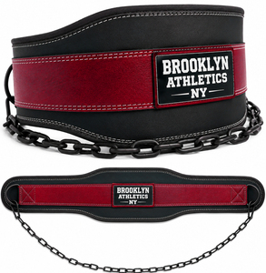 Unisex Brown Cowhide Leather Heavy Duty Lightweight Dipping <b>Belt</b> Buckle <b>Chain</b>-Professional Protection Non-Slip Strength Training - Product Image 1