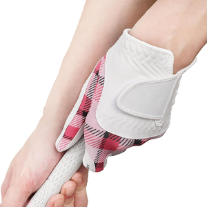 Guantes de Golf de Alta Calidad al por Mayor, Guantes Deportivos de Microfibra con Diseño a Cuadros Rosas, Antideslizantes, para Mano Derecha - Product Image 4