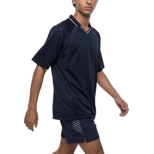 Camiseta de Fútbol para Hombre, Color Azul Marino, Panel Perforado, Cuello en V, Ropa Deportiva de Malla, Venta al Por Mayor - Product Image 4