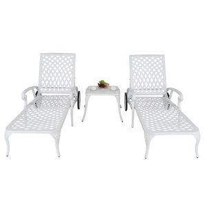 Lettino Prendisole Regolabile in Alluminio con Schienale Bianco 193x64.5x93cm - Product Image 5