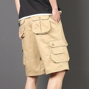 Pantalones Cortos Cargo de Verano para Hombre, Casuales, con Cordón, Múltiples Bolsillos, Holgados, Rectos, Transpirables, Estilo Vintage, Lavados, 100% Algodón, Hasta la Rodilla - Product Image 3
