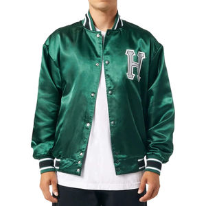 Vestes en satin de soie tendance les plus vendues, vestes en satin en gros, vestes de baseball en satin imperméables avec logo personnalisé, couleur unie pour hommes - Product Image 1