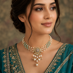 Trendy Women's Statement Choker Necklace Earrings Ring Set Stainless Steel Handcrafted Lotus Ethnic Wedding Engagement <b>Gift</b> 18K - Product Image 1