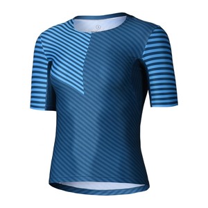 Camiseta Deportiva Personalizada para Hombre, Manga Corta, Ajustada, Azul a Rayas, Absorbe la Humedad, Transpirable, Secado Rápido, para Todas las Temporadas - Product Image 1