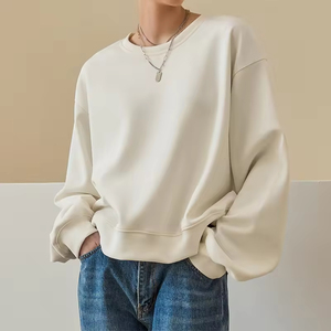 เสื้อสเวตเชิ้ตโอเวอร์ไซส์ผ้าเทอร์รี่พิมพ์ลายตามสั่งสำหรับผู้หญิงไซส์ใหญ่ แขนยาว คอวี ทรงหลวม สไตล์วินเทจ - Product Image 1