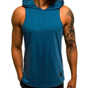 Camiseta sin Mangas para Hombre, Negra, sin Capucha, de Seda/Algodón, de Secado Rápido, Tejida, de Color Sólido, Cuello Mao Vintage, Logotipo Bordado en 3D - Product Image 4