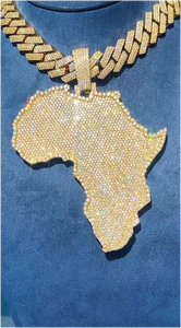 Pendentif Hip Hop Afrique en Argent 925, Moissanite Taille Ronde Sertie, Charmes Pendentifs Tendance qui Passent le Test du Diamant - Product Image 3