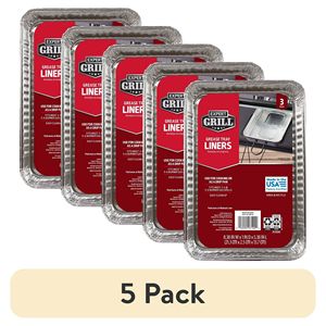 แผ่นซับจาระบีอลูมิเนียม5แพ็คสำหรับบาร์บีคิว3ชิ้นต่อหีบห่อ - Product Image 1