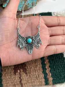 Kingman Turquoise <b>Statement</b> <b>Necklace</b> Handmade Sterling Silver Natural Gemstone Boho Southwestern Jewelry Third Party Certified - Product Image 3
