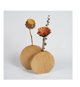 High Quality Wood Flower Vase Arrangement With Dried Flowers Minimalist Tabletop Decor Natural Material 8-12 Inch Diameter - Product Image 1