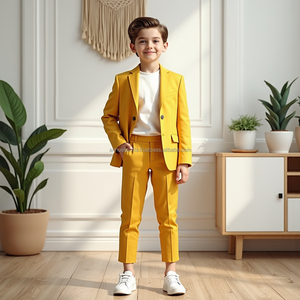 Boys Beige 2 Piece Suit Set Formal Blazer & Trousers <b>Kids</b> Wedding Party Outfit <b>Ring</b> Bearer Suit Smart Casual Children's suit - Product Image 5