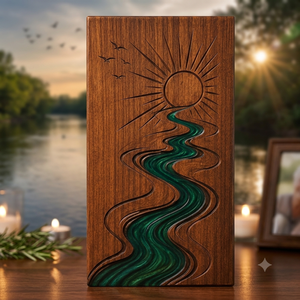 Custom Wooden <b>Memorial</b> Urn Crystal Inlay Cremation Keepsake <b>Box</b> Carved Funeral Decoration - Product Image 6