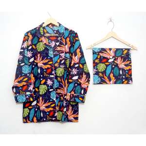 Ensemble de pyjama en coton respirant pour femmes, imprimé floral, pour toutes les saisons - Vêtements de nuit/Pyjama pour le printemps, l'été, l'automne et l'hiver - Product Image 2