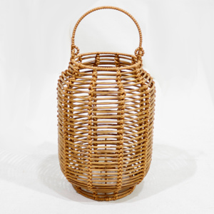Nouvelle Conception Lanterne Porte-Bougie Haute en Plastique Tressé et Métal Écologique, Support Suspendu en Verre Naturel pour Décoration Intérieure - Product Image 1