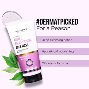 Nettoyant moussant pour le visage au neem et à l'acide salicylique du Dr Sheth |   Acide salicylique à 2 % |   Pour les peaux grasses et sujettes à l'acné |   Élimine l'acné |   100 ml - Product Image 4