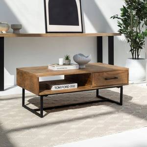 Mesa de Centro Vandana Zenova Sereno de Madera de Mango con 1 Cajón y Estante para Decoración Moderna del Hogar - Product Image 2
