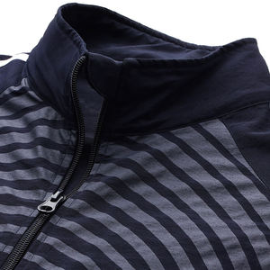 Survêtement rayé bleu marine à manches longues avec fermeture éclair sur le devant, vêtement décontracté avec poches latérales, style automne, coupe régulière, polyester - Product Image 5