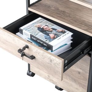 FCH Wooden File Cabinet with 2 Drawers and 1 Shelf Black & Wood Bookcase - Product Image 5