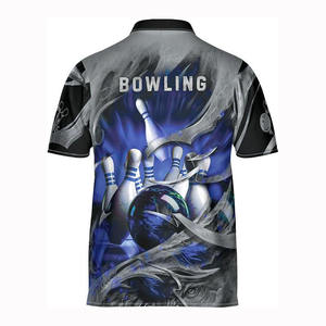 Customized Short Sleeves Sublimation Polo Shirts Full Sublimation Dart Jersey Quick Dry Breathable Black <b>Bowling</b> Polo Shirts - Product Image 6