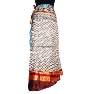 Buy Online Indian Silk <b>Wrap</b> Skirt Women Wear Vintage Silk Sari Long Length <b>Wrap</b> Around Skirt 2 Layer Reversible Magic 38" <b>Sarong</b> - Product Image 5
