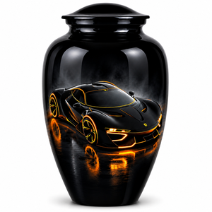 Autocollant commémoratif de luxe doré et noir pour voiture avec urne funéraire émaillée pour cendres humaines d'adultes - Product Image 5