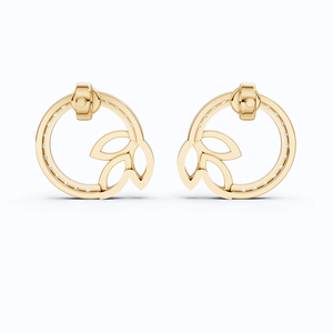 Pendientes de Diamantes Cultivados en Laboratorio con Forma de Corona de Hojas, Certificados por IGI, Oro Amarillo de 14K, Joyería Elegante Inspirada en la Naturaleza para Novias - Product Image 4
