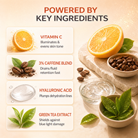 Crème Contour des Yeux Éclatante Vitamine C et Caféine – Atténue Cernes et Poches – Hydratation 24H – Acide Hyaluronique – Marque Blanche