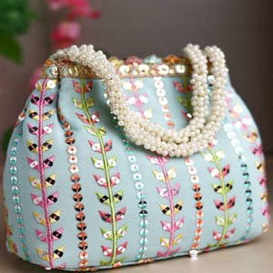 Recién llegado, bolsos pequeños de trabajo de hilo multicolor con dos asas con cuentas, embragues de noche - Product Image 1