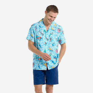 Camisa de hombre con estampado floral hawaiano, manga corta, informal, para playa, con botones, ligera, de algodón, para verano. - Product Image 1