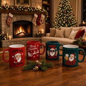 Taza de Cerámica Navideña de 330 ml al por Mayor, Diseño de Papá Noel, Caja de Regalo, Taza de Café, Ideal para Regalo Navideño, OEM, ODM, Etiquetas Privadas - Product Image 5