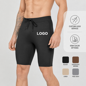 Shorts Bermuda en toile unie pour homme, séchage rapide, avec poches latérales, poche arrière zippée, taille à cordon de serrage, logo frontal, style décontracté - Product Image 3