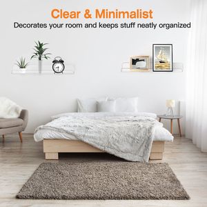 Paquete de 4 Estantes Flotantes Acrílicos Transparentes de 15 Pulgadas, Estantes de Pared para Libros, Organizador de Doble Montaje para Cocina, Exhibición Moderna en Forma de L - Product Image 2