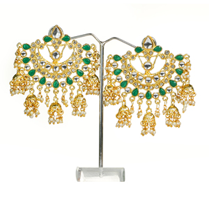 Pendientes de Moda con Flores Chapadas en Oro de Aleación para Novias Indias, con Perlas de Imitación, Joyería de Boda para Mujer, Venta al por Mayor - Product Image 1