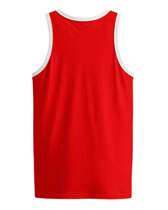 Custom Red White <b>Men</b> Tank Top Cotton Sleeveless Vest O Neck Summer Gym Workout Casual Plain <b>Singlet</b> OEM Manufacturer Supplier - Product Image 5