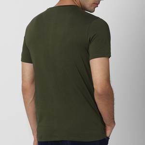 T-shirt à manches courtes pour homme, vert olive, col rond, coupe classique, imprimé à pois, jersey de coton, haut décontracté - Product Image 3
