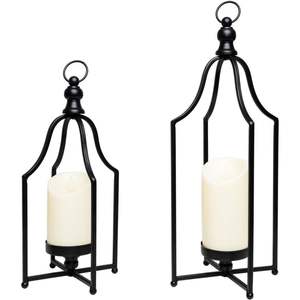 Modern Black Metal Decorative Candle <b>Lantern</b> <b>Set</b> Nordic Iron Wire Open Frame Pillar Candle Holder for Wedding Home Table Decor - Product Image 1