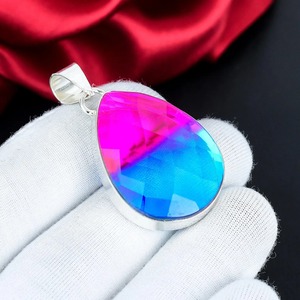 Colgante de turmalina bicolor natural, plata de ley 925, hecho a mano, forma de pera, colgante de piedra preciosa, joyería fina, regalo para mujer - Product Image 2