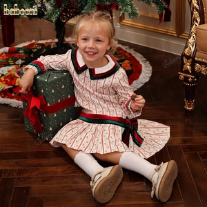 Vestido Casual para Niñas, Estilo A-Line, Manga Larga, para Fiestas, con Ribete de Terciopelo, Falda con Pliegues, ODM al por Mayor, Estilo Smocked, Vietnam-DR4311 - Product Image 3