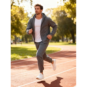 Conjunto Deportivo de Algodón para Hombre, Sudadera con Capucha y Pantalones Jogger, Ropa Deportiva Informal para Correr, Uso Diario, Moda - Product Image 3