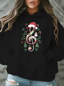 Sweat-shirt à capuche pour homme en coton polaire blanc, motif arbre de Noël à carreaux, décontracté, pour l'hiver, avec poche avant et design imprimé - Product Image 2
