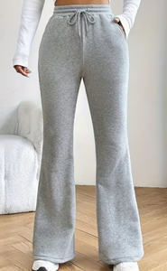 Hardhoodi Interation Pantalones deportivos grises de cintura alta para mujer, cintura elástica, bolsillos con cordón, ajuste holgado informal, longitud completa, deportivos - Product Image 6