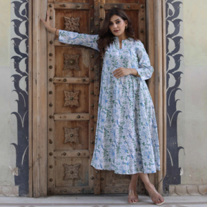 Robe indienne en coton imprimé bloc à la main nouvelle tenue d'été décontractée à la mode écologique naturel fait à la main pour le cadeau de la Saint-Valentin - Product Image 1