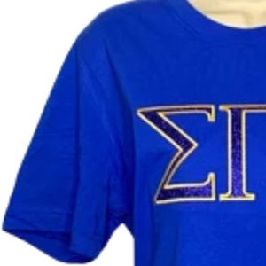 Camiseta Personalizada con Bordado de Sigma Gamma Rho, Camiseta Brillante con Gráficos para Mujer, Manga Corta, Cuello Redondo, Moda de Hermandad Griega - Product Image 4