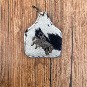 OEM Customizable Luxury Keychain Mini Western Hair Genuine Cowhide Leather Laser Embossed Design Personalized Metal Keyring - Product Image 3