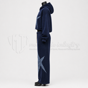 <b>Women</b>’s Custom Oversized Star Print Hoodie <b>Tracksuit</b> Set Wide Leg Sweatpants Streetwear Casual Two Piece Jogger Set - Product Image 5