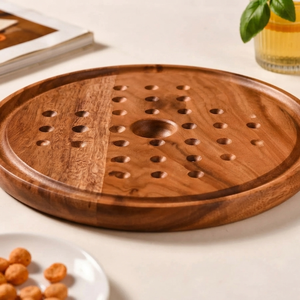 Handcrafted Wooden Peg Solitaire Board Game With Black Marbles. Traditional European Brain Teaser <b>Puzzle</b> For Strategy Lovers - Product Image 2