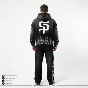 Servicio OEM, Sudadera con Capucha de Invierno, 100% Algodón, Bordado Personalizado con Efecto Desgastado, Cierre de Cremallera, Conjunto de Dos Piezas, Ropa Urbana Unisex - Product Image 2