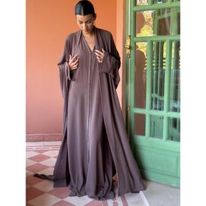 Two-piece Traditional Silk Kaftan Set Summer Winter Party Flowing V-neck Open Kimono Handmade Embroidery Floor-Length Quick Dry - Product Image 5